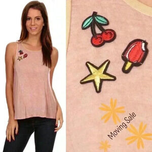 “Lola” A-Line Tank Top w Patches